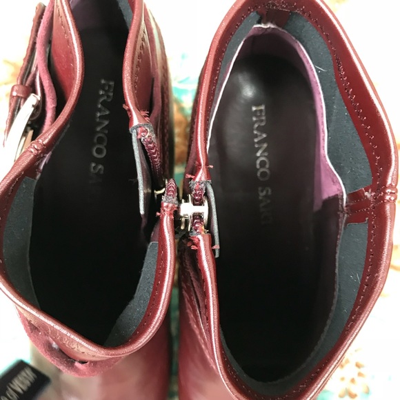 Franco Sarto Maroon Heeled Booties 9 1/2 ❤️ - Picture 5 of 8